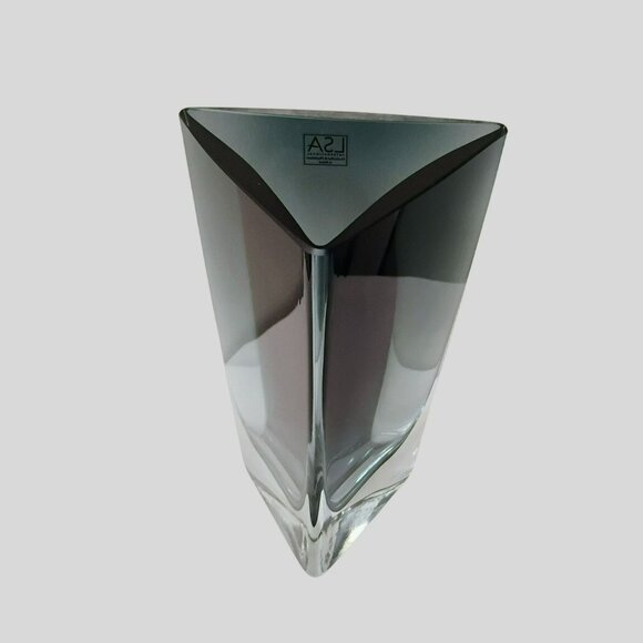LSA Poland Art Glass Vase Triangle Blue Ombre 8